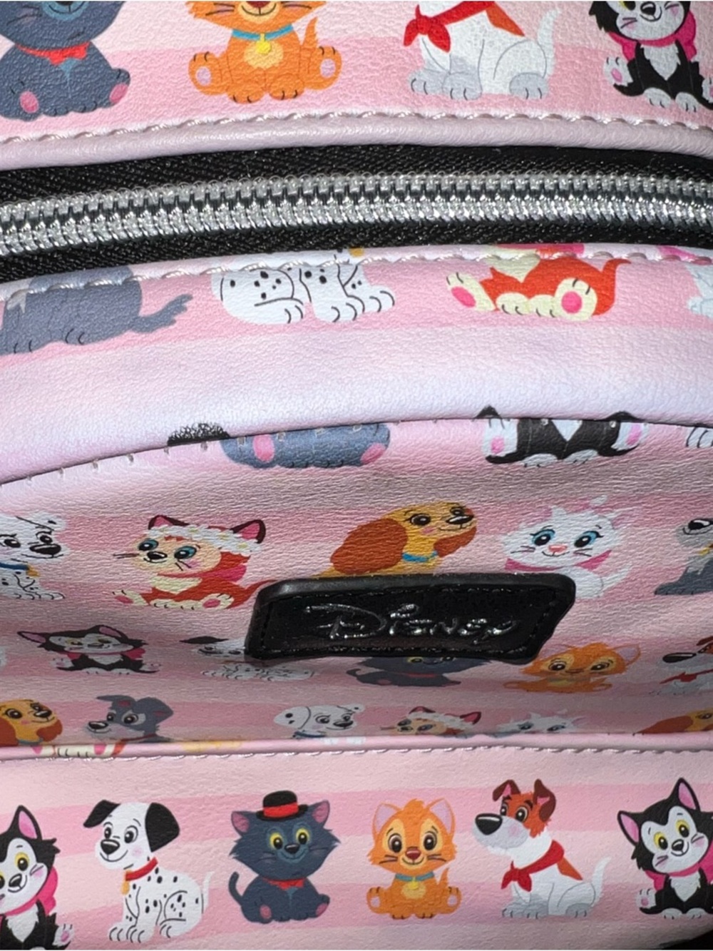Loungefly Disney Cats & Dogs Pink Striped Dalmatian Lady Tramp Mini Backpack - Picture 6 of 17